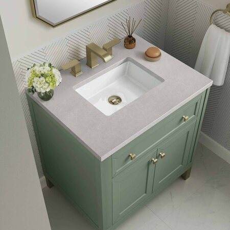 James Martin Vanities Chicago 30in Single Vanity, Smokey Celadon w/ 3 CM Eternal Serena Top 305-V30-SC-3ESR